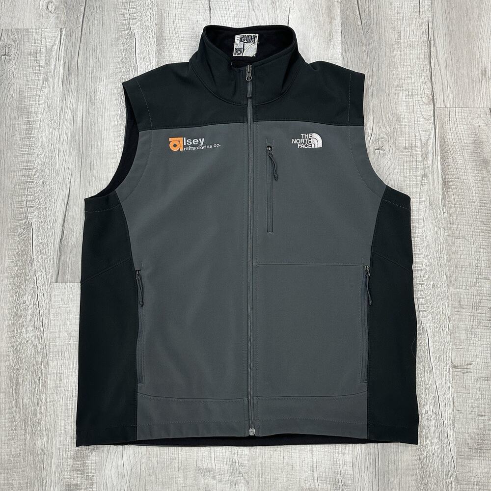 The North Face Apex Vest Men's Large Gray Softshell Fleece Lined Full Zip